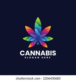 Logo del vector Ilustración Estilo de color gradiente de cannabis