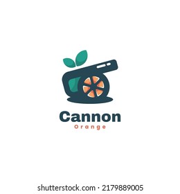 Vektorlogo Illustration Cannon Orange Simple Mascot Style.