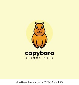 Vector Logo Illustration Capybara Mascot Cartoon Style.