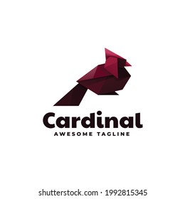 Vector Logo Illustration Cardinal Low Poly Gradient Style