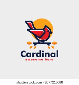 Vector Logo Illustration Cardinal Simple Mascot Style.