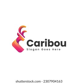 Vector Logo Illustration Caribou Gradient Colorful Style