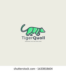 Vector Logo Illustration carnivorous marsupial Walking Line Art