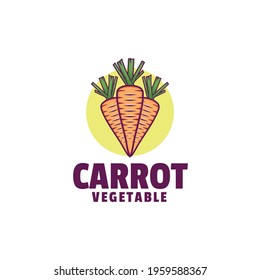 Vector Logo Illustration Carrot Simple Mascot Style.