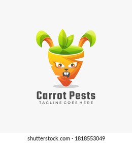 Vector Logo Illustration Carrots Pests Gradient Colorful Style.