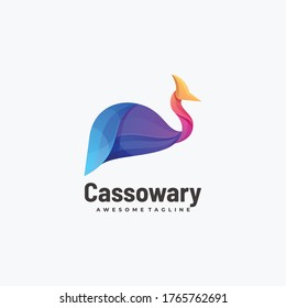 Vector Logo Illustration Cassowary Gradient Colorful Style.