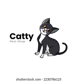 Ilustración con logotipo vectorial Estilo de dibujos animados para gatos.