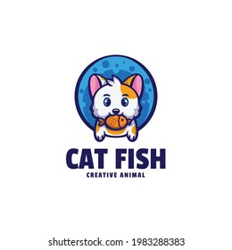 Logo Vector Ilustración Estilo de caricatura de peces Cat Fish Mascot.