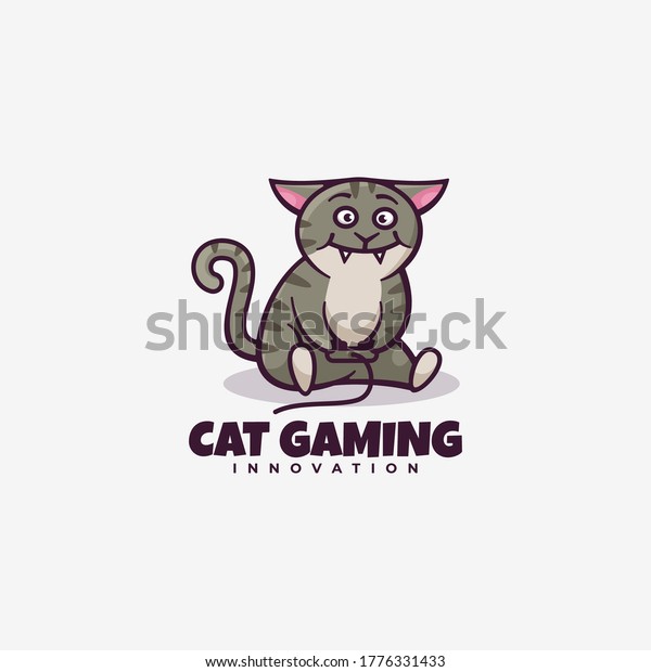 Vector De Stock Libre De Regalias Sobre Logo Vector Ilustracion Gaming Gato Sencillo1776331433
