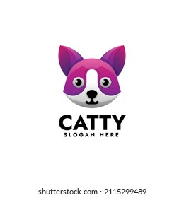 Vector Logo Illustration Cat Gradient Colorful Style.