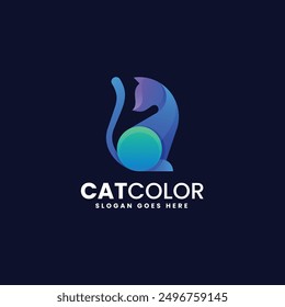 Vector Logo Illustration Cat Gradient Colorful Style