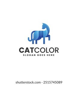 Vector Logo Illustration Cat Gradient Colorful Style