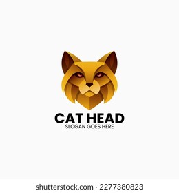 Logo del vector Ilustración Estilo de color gradiente de cabeza del gato