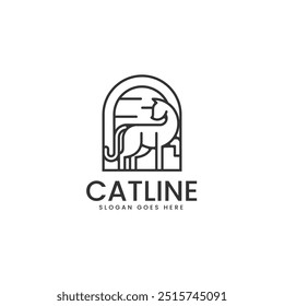 Vector Logo Ilustración Gato Línea Estilo de arte