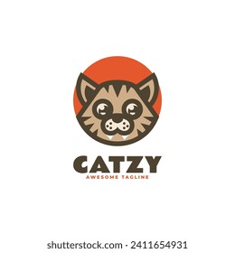 Vector Logo Illustration Cat Mascot Cartoon Style.