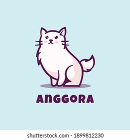 Logo Vector Ilustración Estilo Mascota Simple Cat.