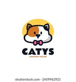 Vector Logo Illustration Cat Simple Mascot Style.