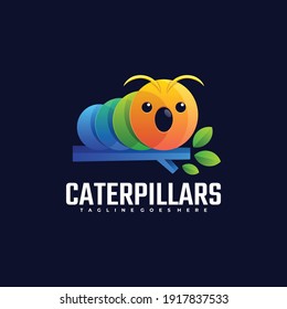 Vector Logo Illustration Caterpillar Gradient Colorful Style.