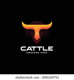 Vector Logo Illustration Cattle Gradient Colorful Style.