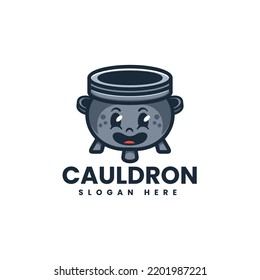 Vector Logo Illustration Cauldron Mascot Cartoon Style