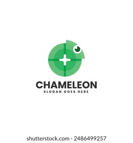 Vector Logo Illustration Chameleon Flat Color Style