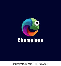 Vector Logo Illustration Chameleon Gradient Colorful Style.