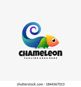 Vector Logo Illustration Chameleon Gradient Colorful Style.