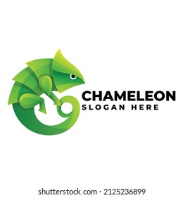 Vector Logo Illustration Chameleon Gradient Colorful Style.