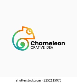Vector Logo Illustration Chameleon Gradient Line Art Style.