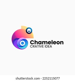 Ilustración del logotipo vectorial Estilo de color gradiente Chameleon.