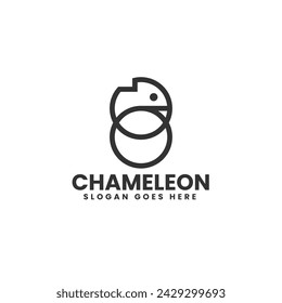 Vector Logo Illustration Chameleon Line Art Style