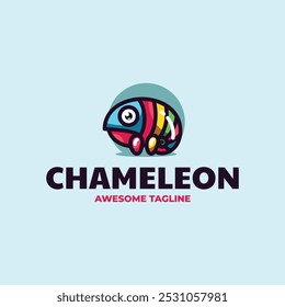 Vector Logo Illustration Chameleon Mascot Cartoon Style