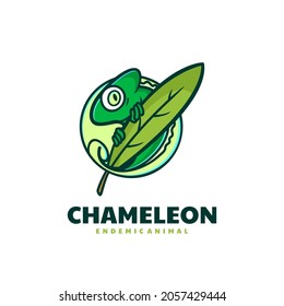 Vector Logo Illustration Chameleon Simple Mascot Style