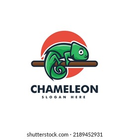 Vector Logo Illustration Chameleon Simple Mascot Style.
