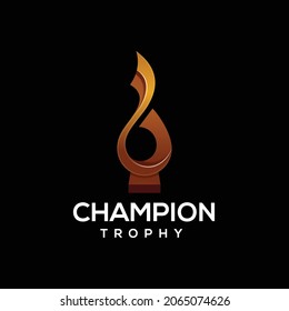 Vector Logo Illustration Champion Trophy Gradient Colorful Style.