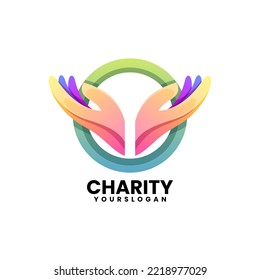 Vector logo illustration charity gradient colorful style