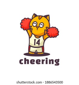 Vector Logo Illustration Cheering Mascot Cartoon Style.
