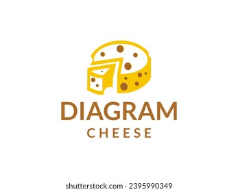 Vector logo illustration of cheese into a pie chart for business