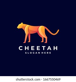 Vector Logo Illustration Cheetah Gradient Colorful Style.