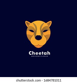 Vector Logo Illustration Cheetah Head Colorful Style.