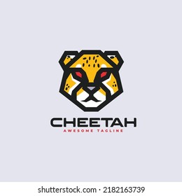 Vector Logo Illustration Cheetah Simple Mascot Style.