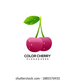 Vector logo illustration Cherry colorful style