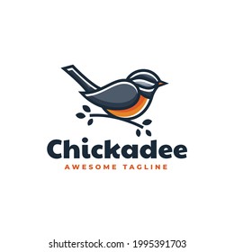 Vektorlogo Illustration Chickadee Simple Mascot Style.