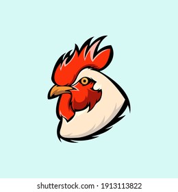 vector logo illustration of a chicken head