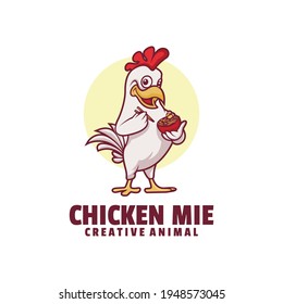 Vector Logo Illustration Chicken Mascot Cartoon Style.