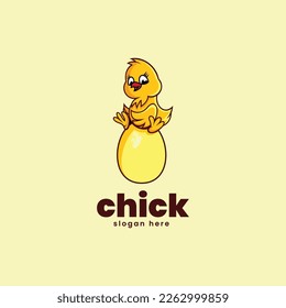 Vector Logo Illustration Chicks Mascot Cartoon Style.