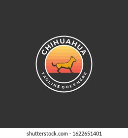 Vector Logo Illustration Chihuahua Pose Vintage Badge