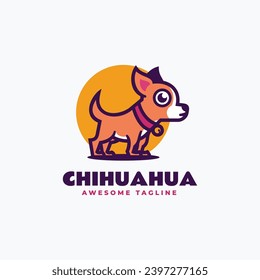 Vector Logo Illustration Chihuahua Simple Mascot Style.
