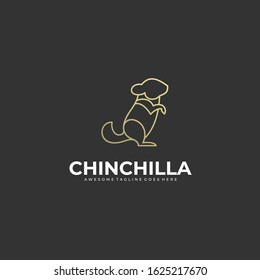 Vector Logo Illustration Chinchilla Stands Line Art