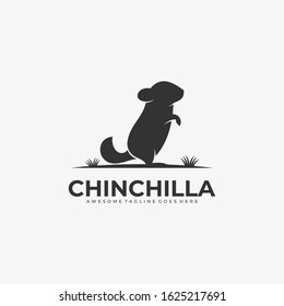 Vector Logo Illustration Chinchilla Stands Silhouette